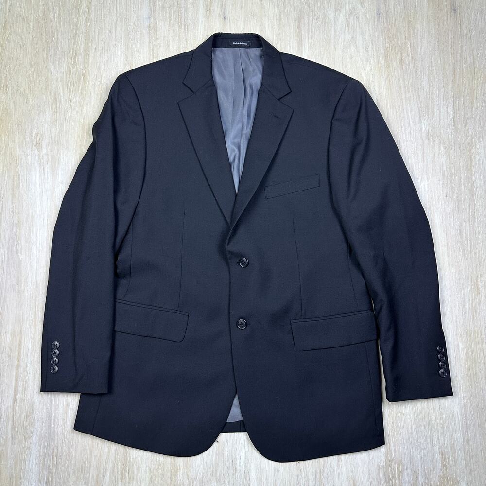 Wilke Rodriguez Modern Fit Wool Blend Two Button Classic Blazer Coat Jacket 44R
